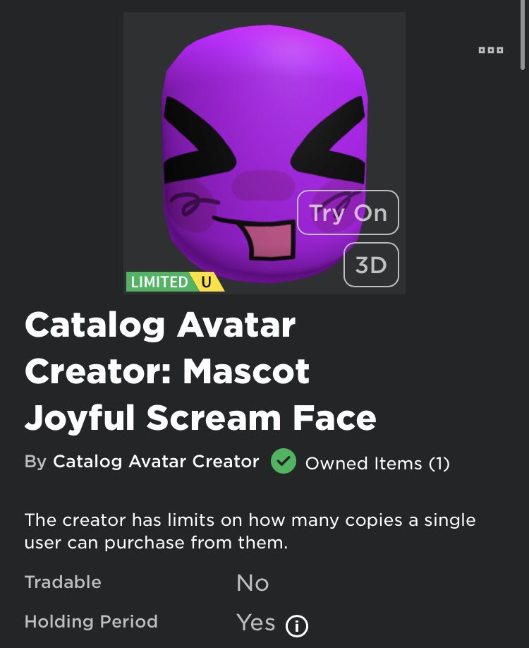 Catalog Avatar Creator: Mascot Joyful Scream Face