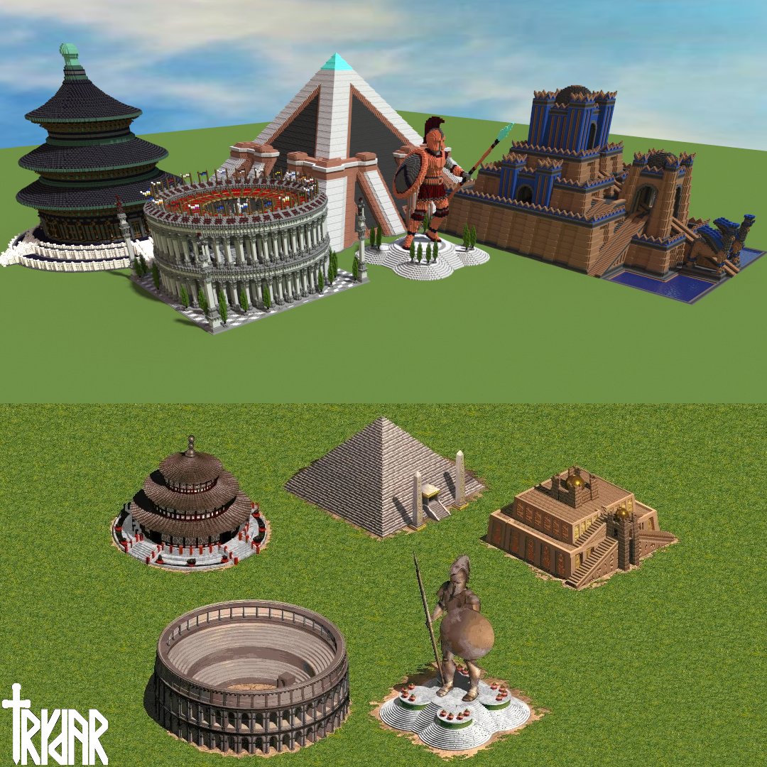 trydar9k's tweet photo. my quest to build all 5 wonders from age of empires in minecraft is complete. 😸❤❤❤❤❤ https://t.co/ZEmsZQBhoI