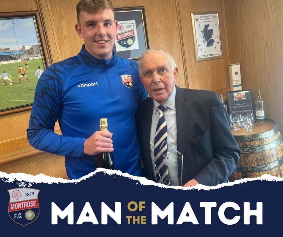 MontroseFC's tweet photo. MAN OF THE MATCH
Congrats to Aidan Quinn for an outstanding performance today in our superb win over St Mirren. His trophy and bubbly, kindly sponsored by Fotheringham Homes was presented by Honorary President John Paton. Watch Aidanβs interview here: https://t.co/xshxbiaWmd https://t.co/BR2P77ubRu