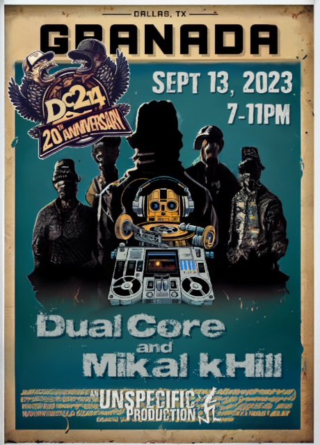 unspecific's tweet image. This year marks the 20th anniversary for @DC214DFW 

To celebrate we are the ping a party.  @dualcoremusic and @mikalkhill will be preforming at the Granada in Dallas on September 13th.  Ticket go on sale this week.  $20 

Thanks to those that made this possible.