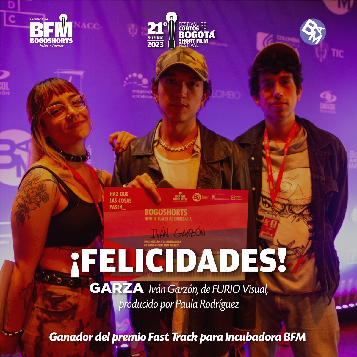 bogoshorts's tweet photo. ¡Felicidades #BAMMERS! 🙌

BERTHA, #cortometraje de Laura Asprilla y GARZA, de Iván Garzón son los ganadores del premio Fast Track para #IncubadoraBFM de la séptima edición del #BOGOSHORTSFilmMarket que se realizará en el marco del #21BOGOSHORTS ⭐️ https://t.co/upr5PFlhWO