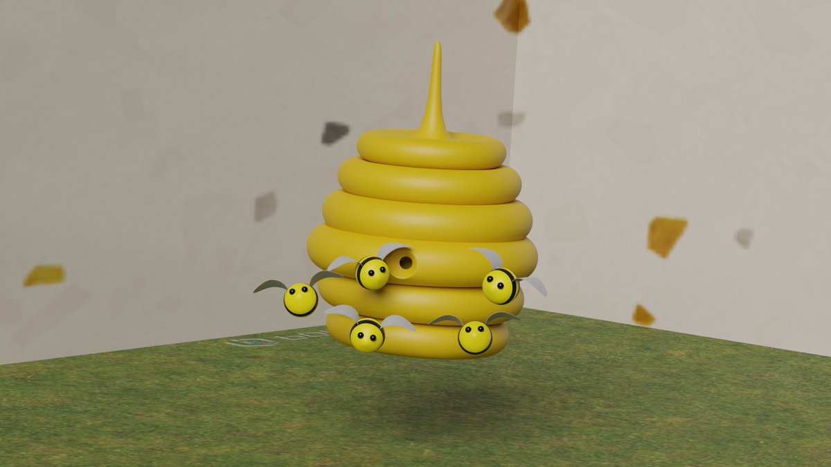 _ivett97's tweet photo. Summer bees.
#blender #blender3d #3d #3dmodeling #beehive #bee #blendercommunity #3dcommunity #savethebees https://t.co/jhxQoGor9o