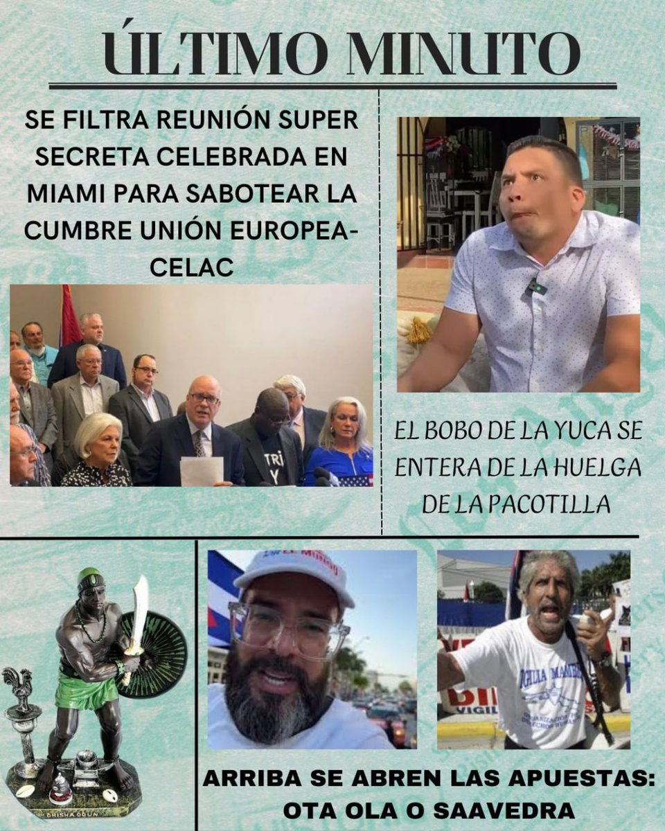 Otra reunión súper secreta en Miami se filtra y esta vez expone los planes para sabotear la participación de #Cuba en la Cumbre CELAC-Unión Europea. Conozca porque la he titulado la reunión de los deprimidos. El Bistec Ávila se entera de la huelga de la pacotilla. Hoy en YouTube.