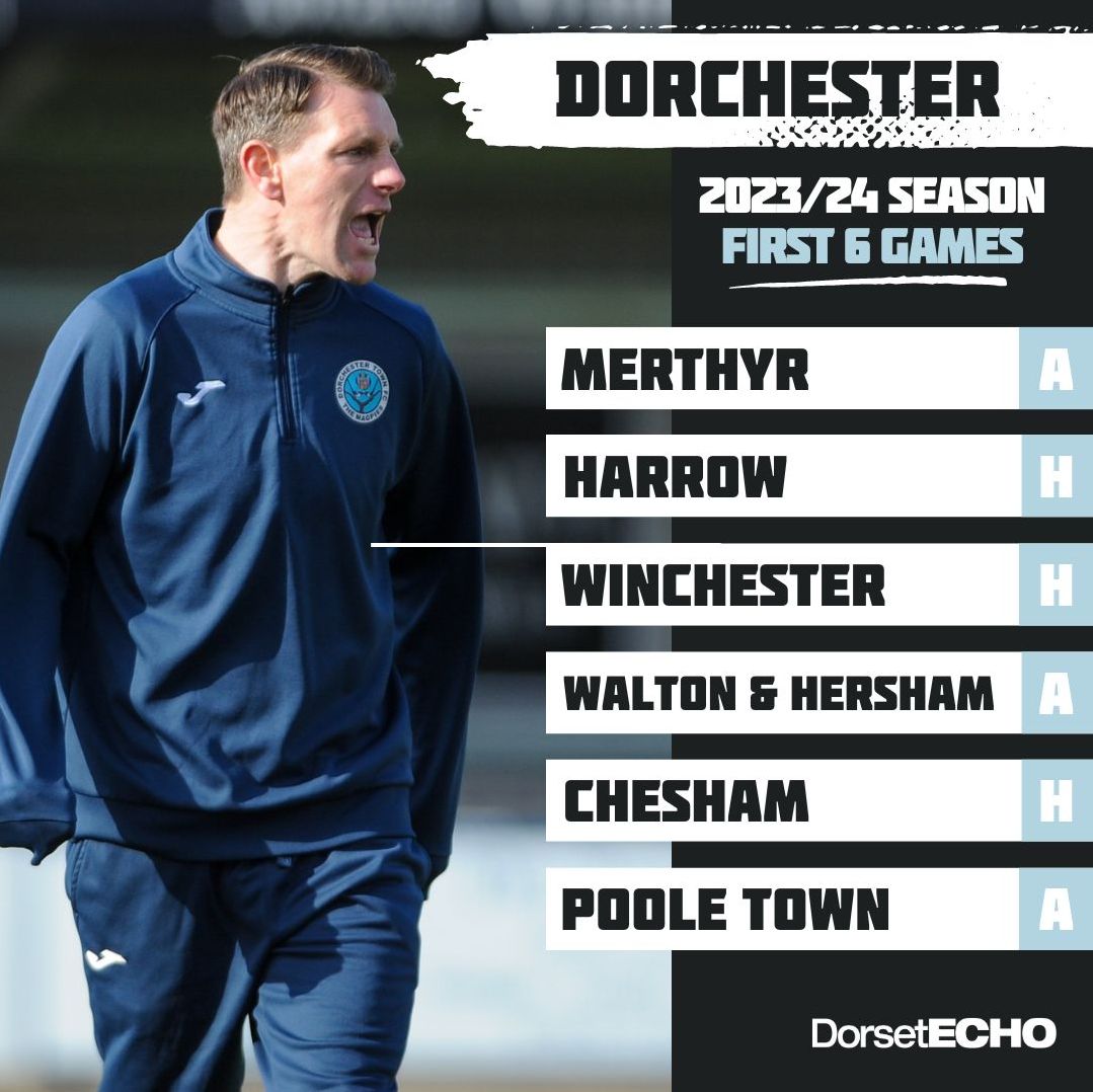 NWsportsjourno's tweet photo. The #First6 for @DorchTownFC in 2023/24... https://t.co/yeaAj7rmJR