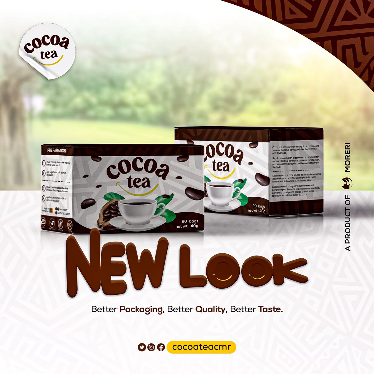 ManTiger_cmr's tweet photo. Here we are!
Better in every way you can imagine 🫱🏾‍🫲🏾
We are #MadeinCameroon ☕️

#moreriplc
#cocoateacmr
#liftyourcuptoheritage https://t.co/zkttxu2h6q