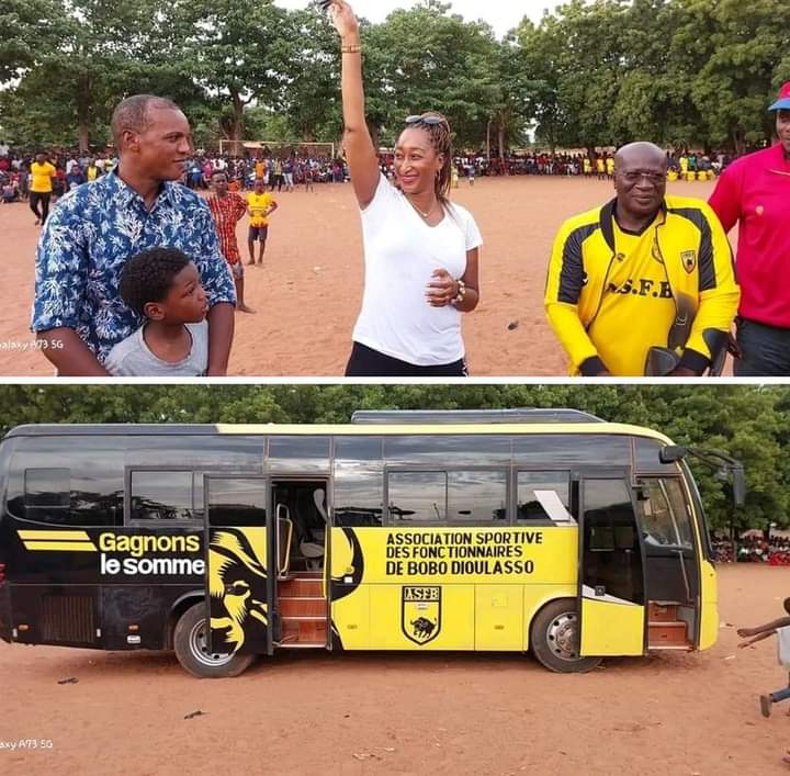 JusteMien's tweet photo. #BurkinaFaso : L'ancien international du #Burkina, président fondateur de #Rahimo_FC, #Rahim_Ouédraogo, a offert un car flambant neuf à l'Association sportive des fonctionnaires de Bobo Dioulasso (#ASFB).#Lwili https://t.co/wZuRGKqX6e
