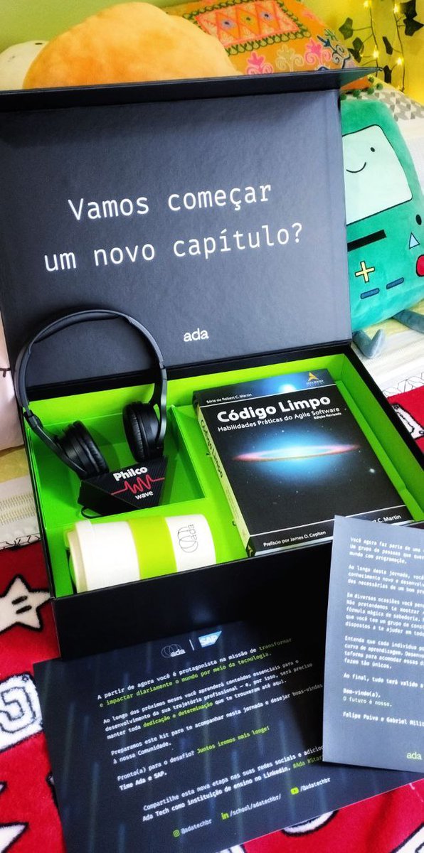 naiadeivy's tweet image. › sabadou com meu kit onboarding da ada ‹ {
#bolhadev #studytechbr #techtwt #fullstackdeveloper
}