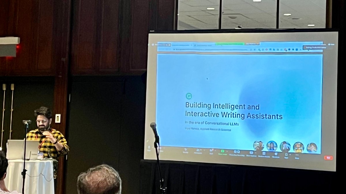 _vipulraheja's tweet image. Really enjoyed giving an invited talk at the 5th Workshop on #NLProc for #ConvAI at #ACL2023NLP, where I talked about Building Intelligent and Interactive Writing Assistants in the era of Conversational LLMs. ✍️
Thanks @abhirast for the invite!