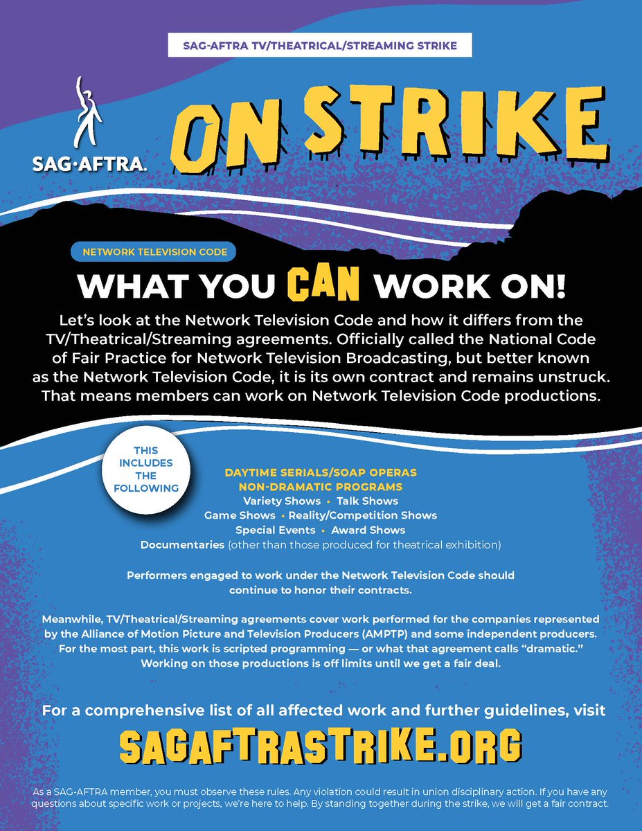 We know #sagaftramembers looove direction, so here's some:

What you CAN WORK on during the #SAGAFTRAstrike. 👇👇👇 #SAGAFTRAstrong