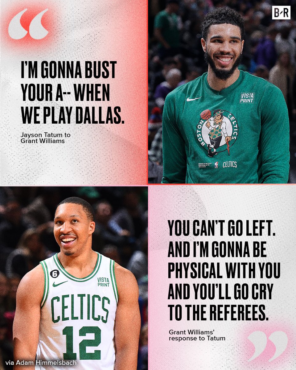 BleacherReport's tweet photo. Trash talk already starting between Tatum and Williams 🤣

(via @AdamHimmelsbach) https://t.co/yPTWy2USlB