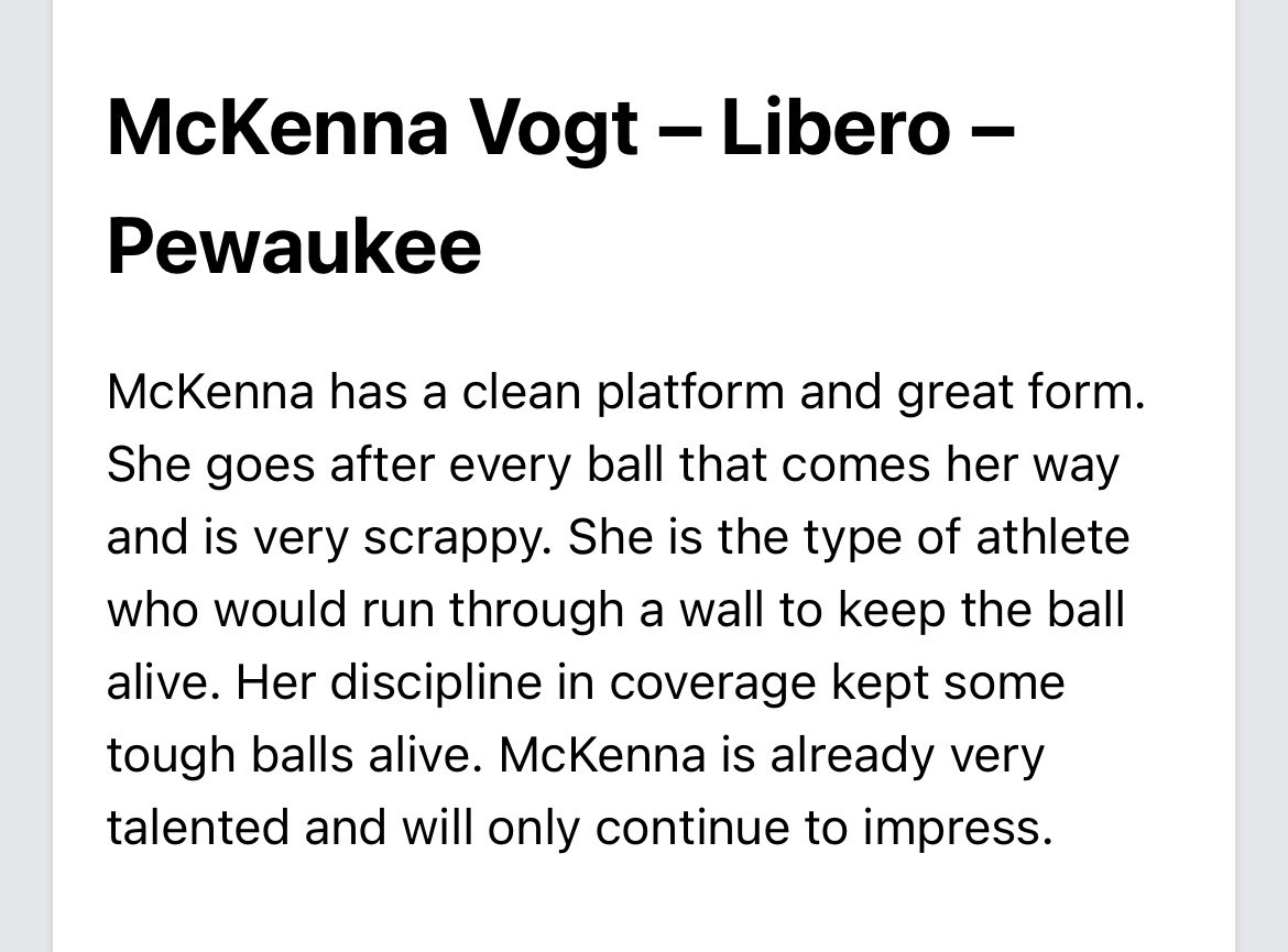 Mckenna Vogt (@mckenna_vogt) on Twitter photo Thanks <a href="/prepdigrachel/">PrepDigRachel</a> for the mention! Such a fun tournament, exited for the upcoming season! Thanks <a href="/prepdigrachel/">PrepDigRachel</a> for the mention! Such a fun tournament, exited for the upcoming season!