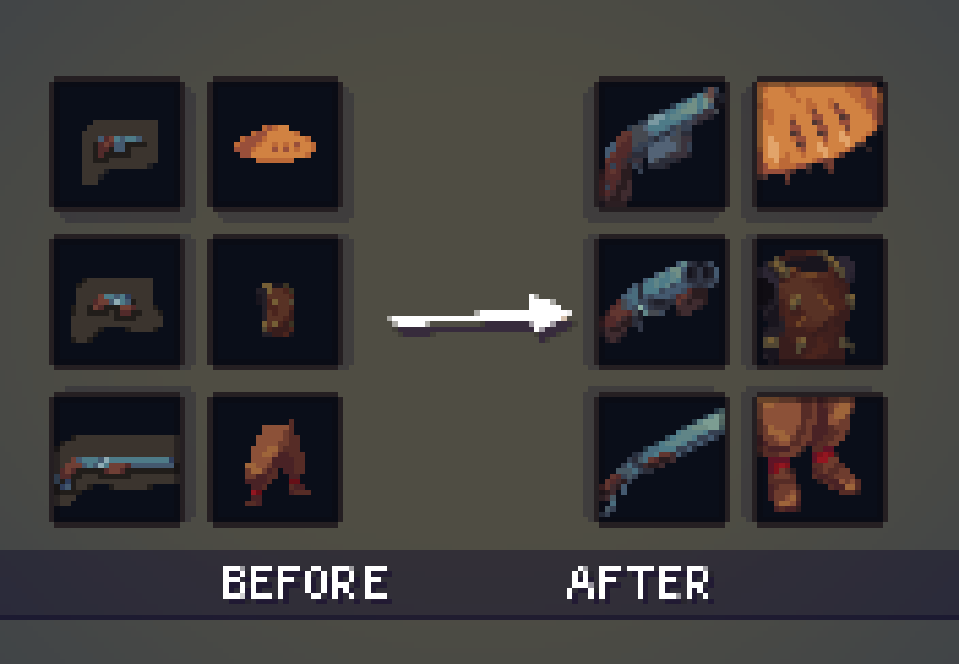 Achrileg's tweet photo. Item icon upgrade! What do you think?

#screenshotsaturday 
#gamedev #indiedev #pixelart https://t.co/62OVPlA7xL