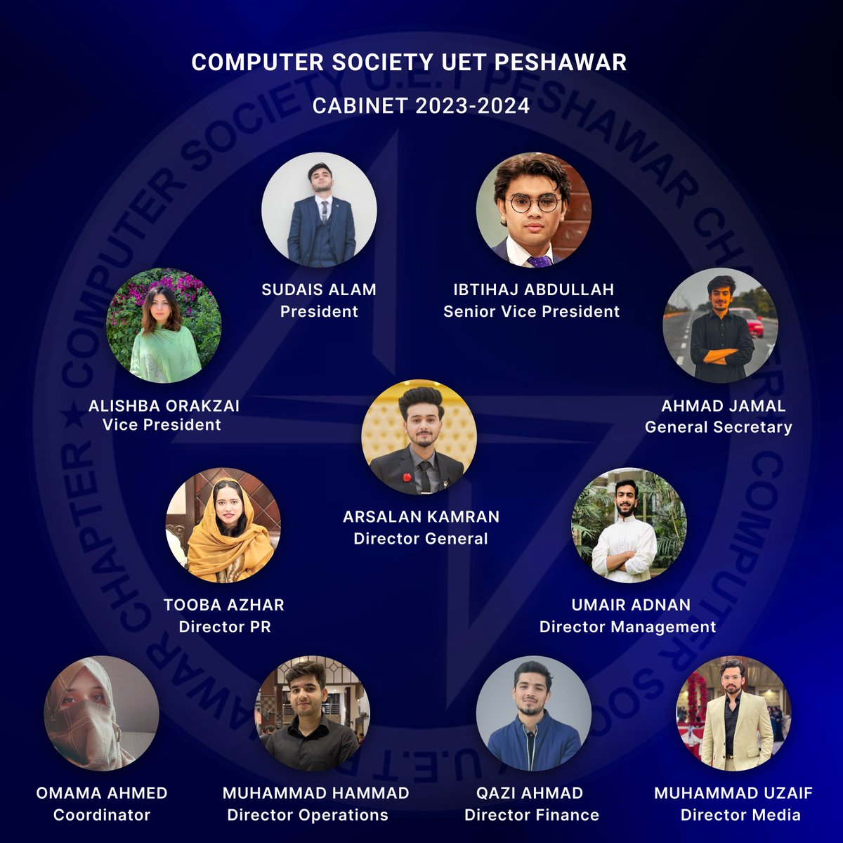 csuetp's tweet photo. "We are thrilled to announce the Cabinet of Computer Society UET Peshawar Chapter for the session 2023-2024! Congratulations to each and every member on their well-deserved appointment, and best of luck for the exciting journey that lies ahead! 🎉✨ https://t.co/sfLGGGJRyH