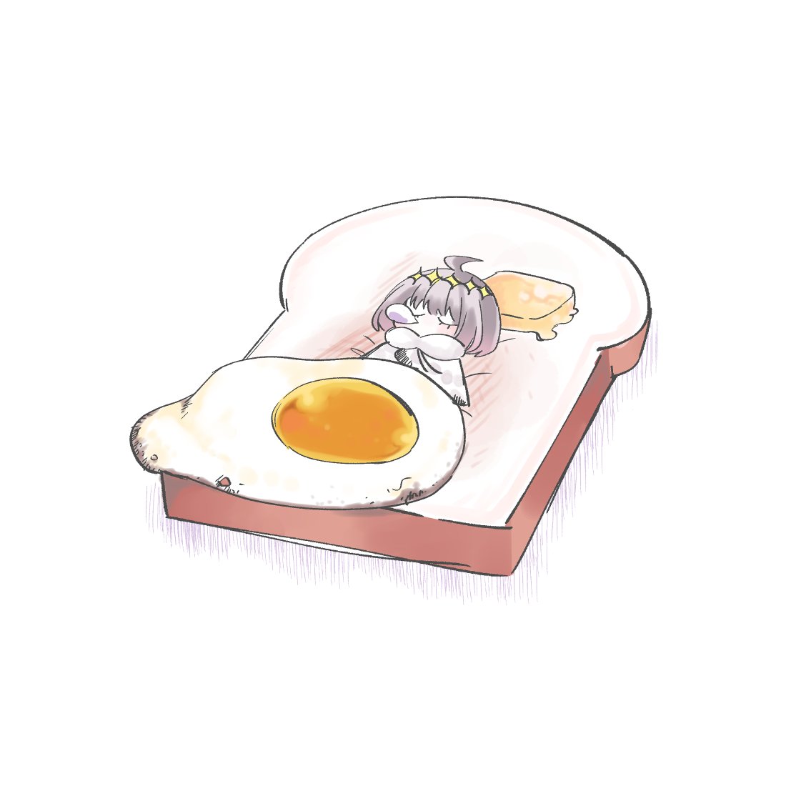 oberon (fate) fried egg egg (food) 1boy sleeping male focus solo food  illustration images