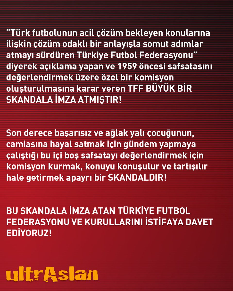 BU SKANDALA İMZA ATAN TÜRKİYE FUTBOL FEDERASYONU VE KURULLARINI İSTİFAYA DAVET EDİYORUZ! 🫵🏻 #TFFİstifa @TFF_Org #ultrAslanUNI