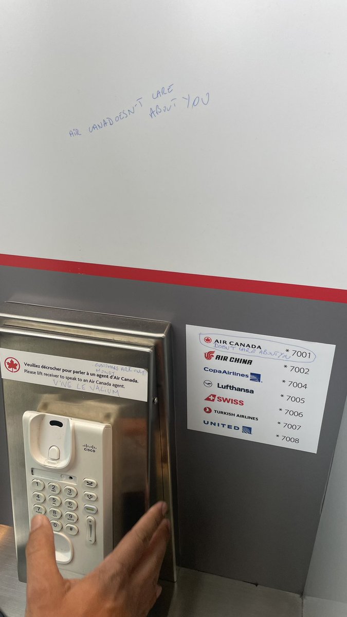 mina_adame's tweet photo. @AirCanada how are there no customer reps at the airport to assist customers with issues on your behalf? Cancelled flight.. “use the phones”. There are 17 people at the Montreal airport trying to get help. There is an elderly man in a wheel chair who has been here for an hour. https://t.co/S6zxPVQwy1