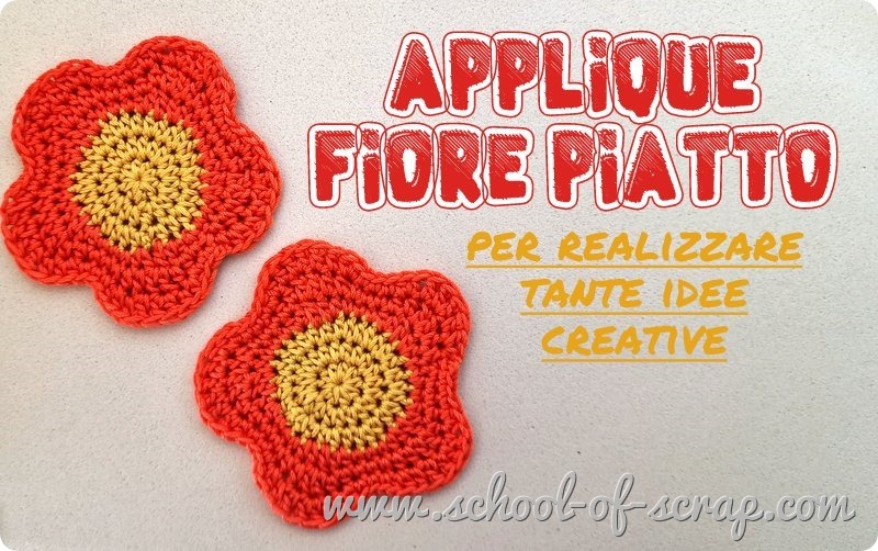 Uncinetto facile: tutorial applique fiore piatto, due per un ciondolo portachiavi dlvr.it/SsDx0g
