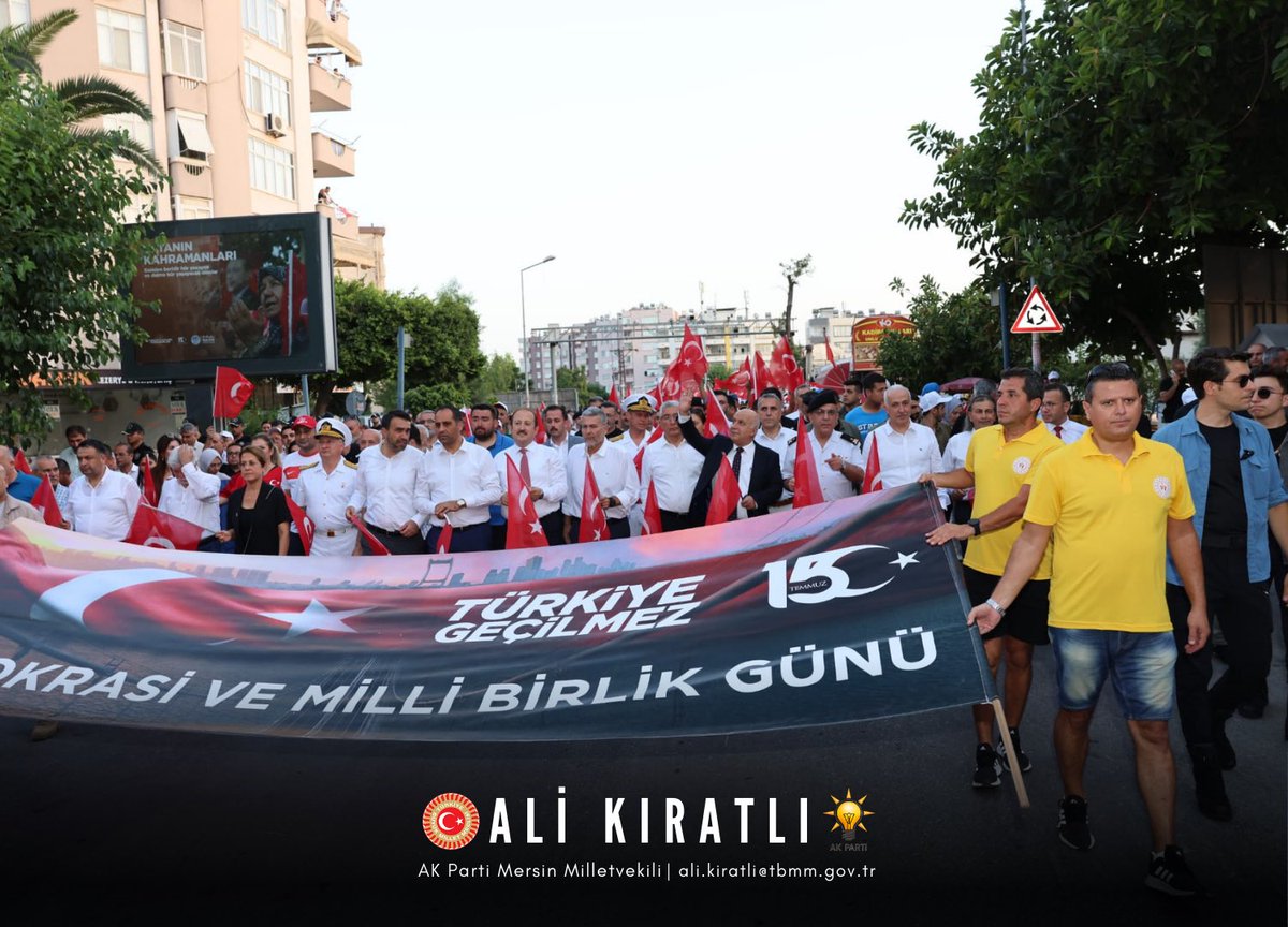 #15TemmuzDestanı’nın 7. yıldönümünde canları pahasına milli iradeye,istiklalimize ve istikbalimize sahip çıkan aziz şehitlerimiz için Mersin Valimiz Sn.Ali Hamza Pehlivan, milletvekillerimiz,belediye başkanlarımız ,il, ilçe başkanlarımız, teşkilatlarımız ve kent protokolü ile…