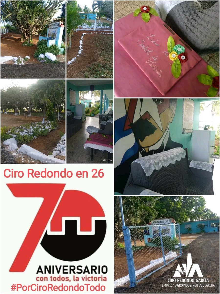 En saludo al #26deJulio los trabajadores de el CREE Ciro Redondo limpiaron y embellecieron las áreas del laboratorio.
#Azucareros #PorCiroRedondoTodo #VamosUnidos #70Moncada #ConTodosLaVictoria #VeranoAzucarero #VeranoConAmor
#SoberaníaAlimentaria #VamosPorMás