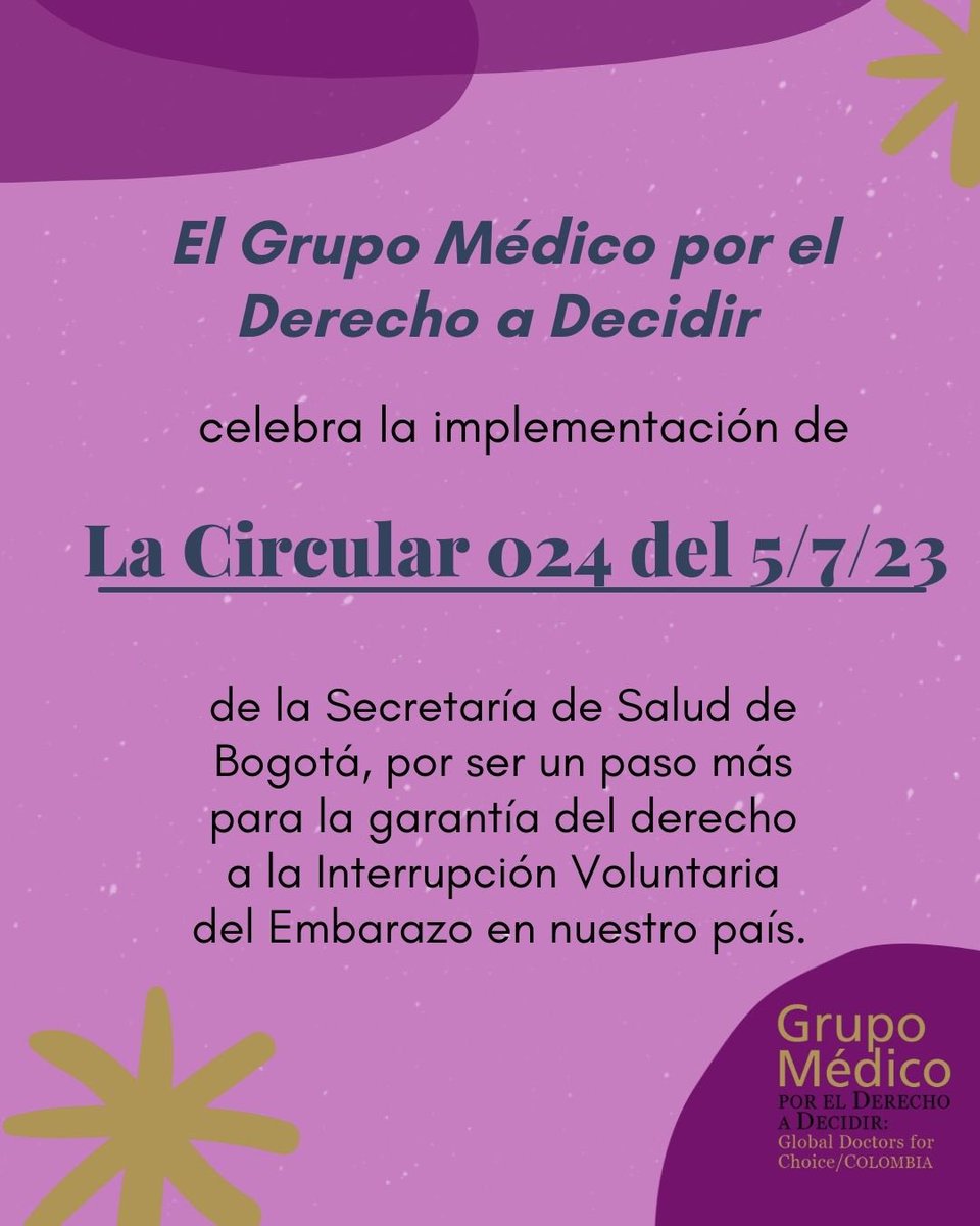 gmdd_colombia's tweet photo. 👨🏾‍⚕️El Grupo Médico por el Derecho a Decidir celebra la implementación de la #Circular024 del 05/07/23 por parte de @SectorSalud 🎊

Cualquier pregunta que tengas al respecto, no dudes en escribirnos aquí o en nuestras otras redes sociales 💚

#AbortoSeguro #IVE #GMDD #SDS #Bogotá https://t.co/K8gEdHup7c