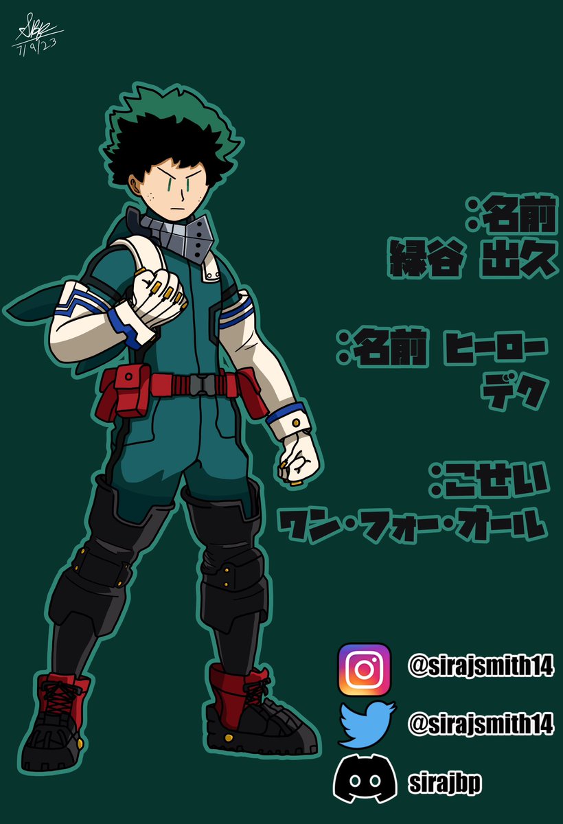 sirajsmith14's tweet photo. Name: Izuku Midoriya
Hero Name: Deku
Quirk: One For All
I drew him in the style of a hero profile, similar to the eye catches in between My Hero Academia episodes.
-
-
#myheroacademia #bokunoheroacademia #mha #bnha #mhafanart #deku #izukumidoriya #dekuart #dekufanart https://t.co/7xRYcBq4Et