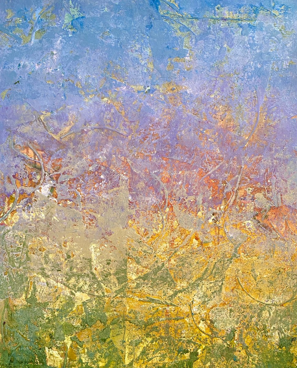 Underpainting ready for a beautiful field of flowers, dragonflies and butterflies possibly!

#lisajenningsart #underpianting #pigementedpaper #color
#texture