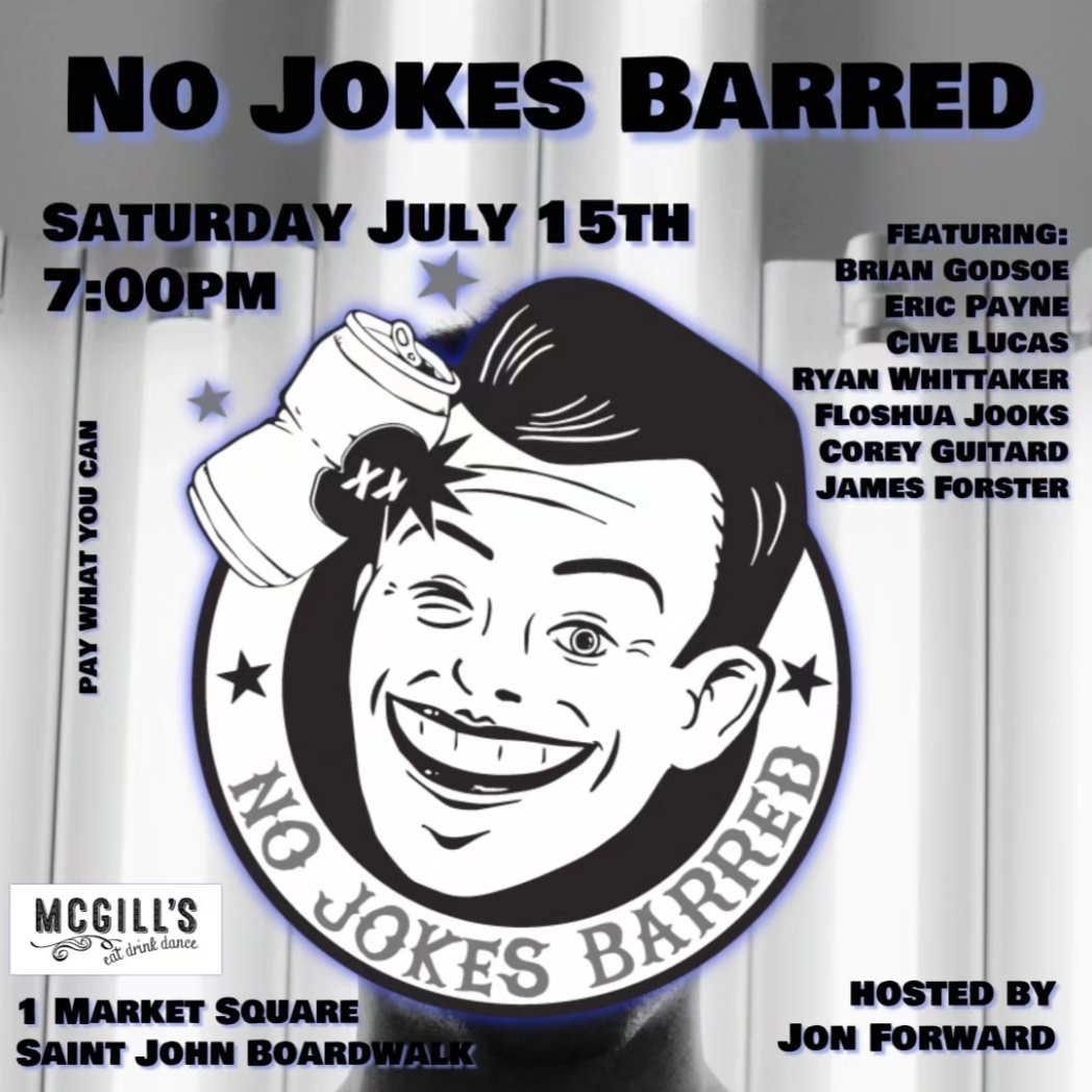 jonforward's tweet photo. #NoJokesBarred #Comedy at Mcgill's in Saint John tonight! https://t.co/pGZgnbytwI