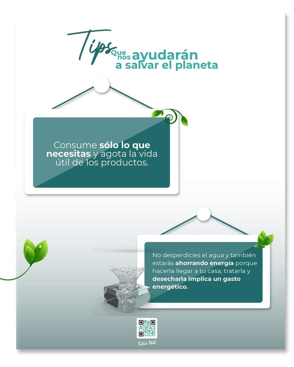 ¡Incorpora hábitos de consumo responsable!♻️🚮💚

Sigue estos consejos de cuidado ambiental. 😎💚💚💚

#Ambiente #BuenosHábitos #PlanambChallenge