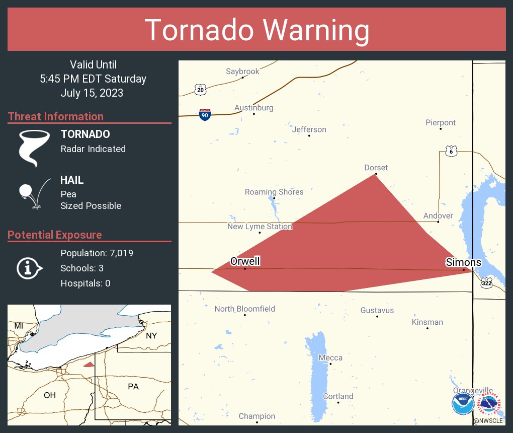RT @NWSCLE: Tornado Warning including Orwell OH and  Simons OH until 5:45 PM EDT https://t.co/7t4eLmufvR