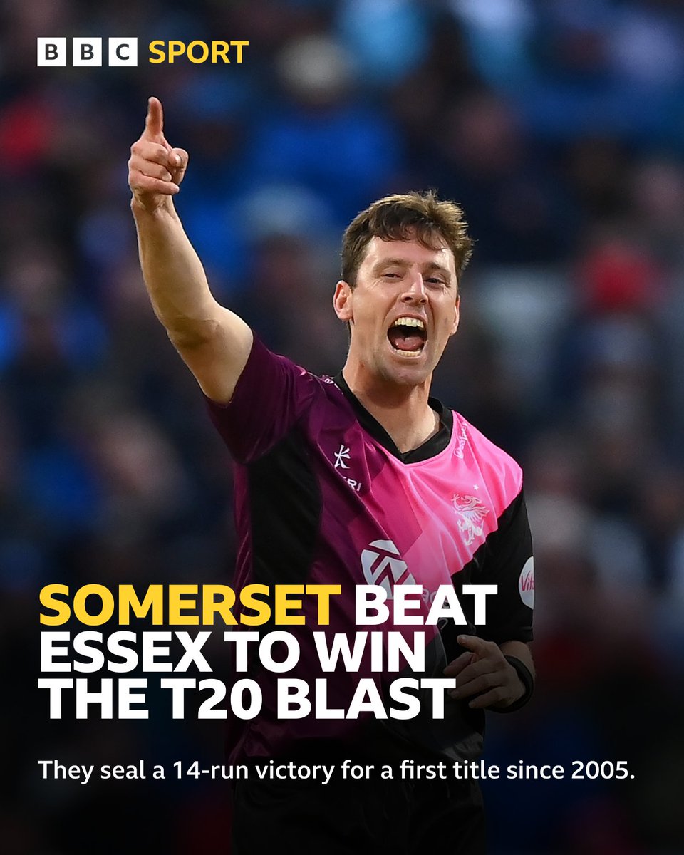 Somerset are #T20Blast champions! 🏆✨

Their long wait for a second title is FINALLY over! 🙌

#BBCCricket