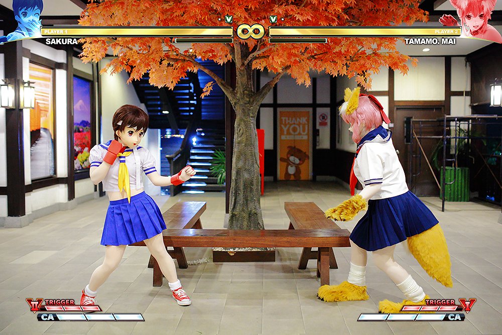 Sakura_Kasukano's tweet photo. FINAL ROUND.... FIGHT!!! 🌸🐱
#さくら VS #タマモキャット

@Sakura_Kasukano @horosama
📷: @TohmaMasaki 

@StreetFighter X @fgoproject #RivalSchools #私立ジャスティス学園 #SFVAE #StreetFighter6 #SF6
#Sakura #Tamamo https://t.co/w2qw6C5Hxh