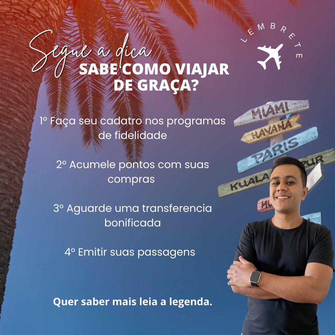 maxchave's tweet image. Como viajar quase de graça! Faça suas compras acumulando muitos pontos, faça uma transferência bonificada e emita suas passagens.

 #milhas #viajar #dicas