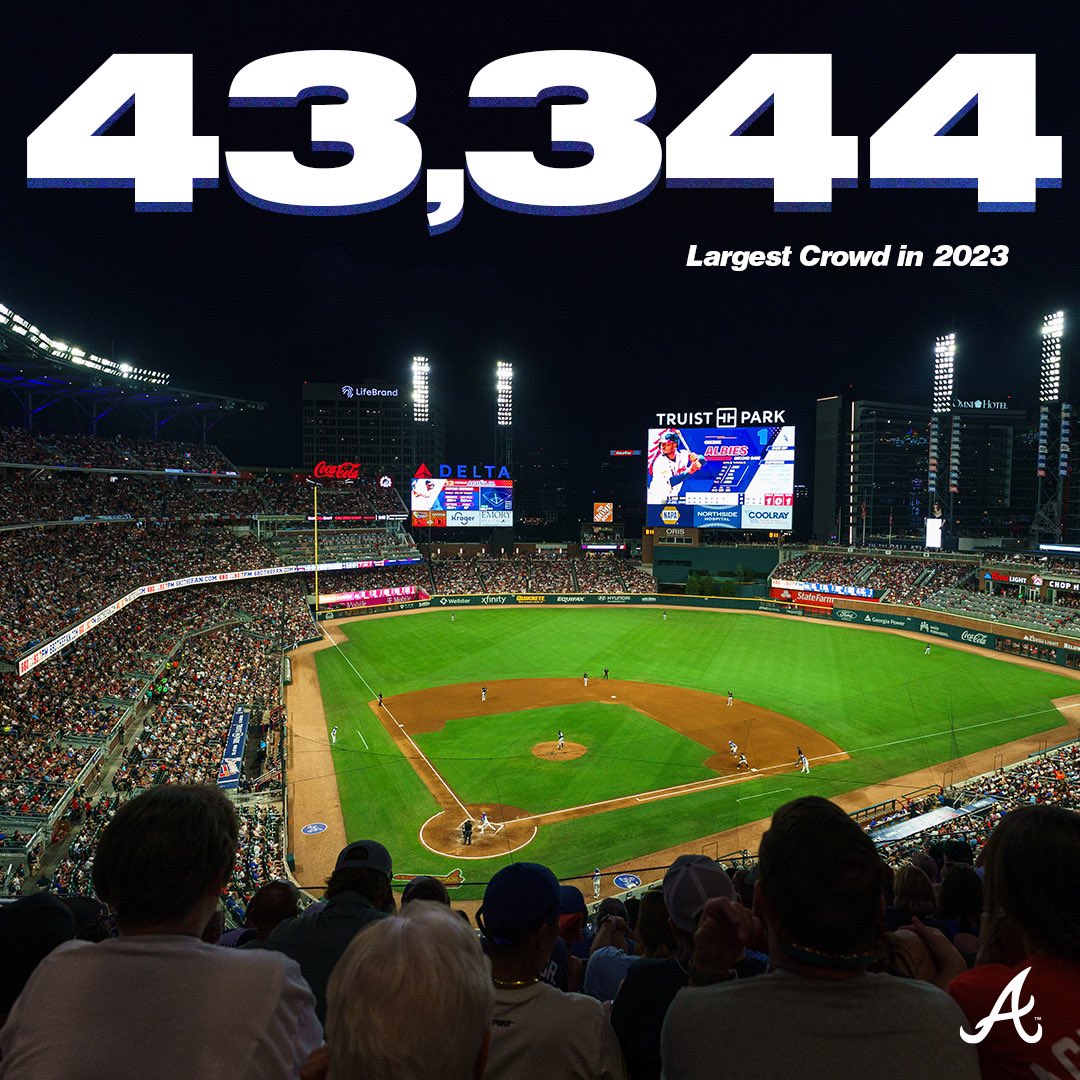 Truist Park on X: Tonight's crowd at Truist Park is the largest since  2019, and the 3rd biggest in Truist Park history!   / X