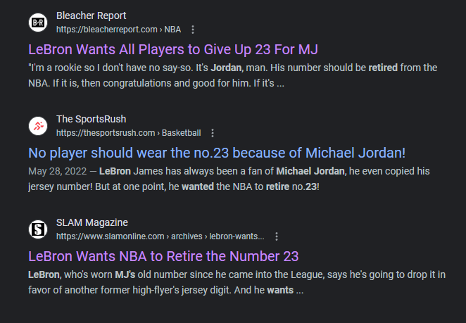 LeBron James is a Clown.

Out of respect to Michael Jordan, who sat courtside and watched James score 34 points, James said he is planning on switching his number after this season from No. 23 to No. 6. It just sort of came out, but it was obvious he’s been thinking about it for