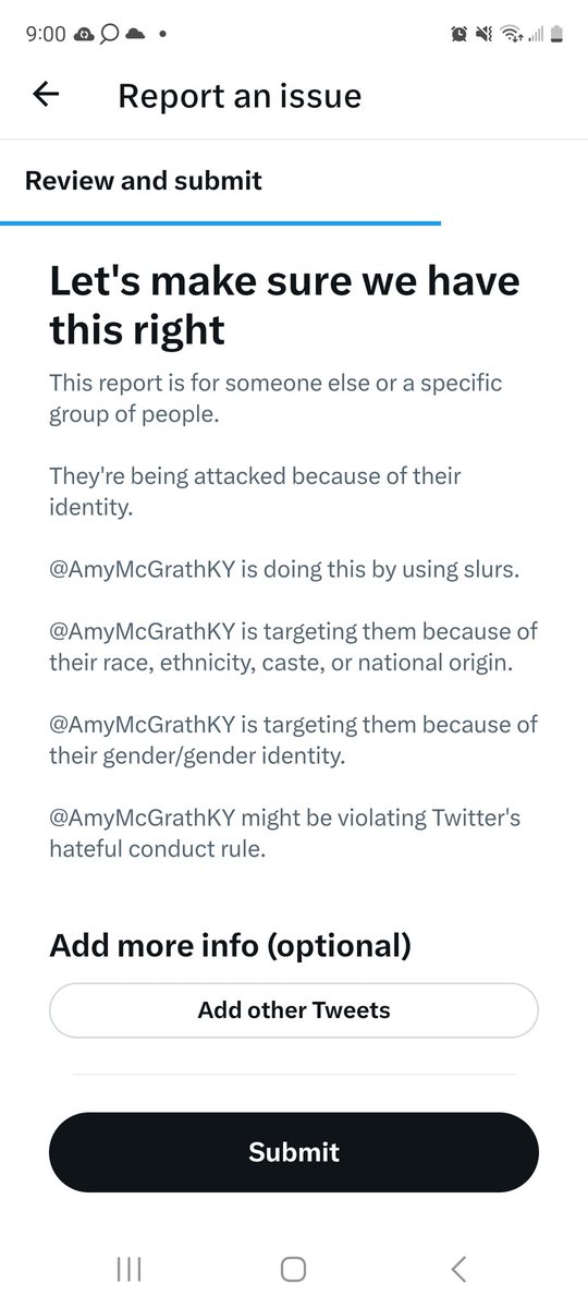 I decided I should report racism i saw in a tweet by Amy McGrath. If you see someone denigrating someone because they're white report them please. https://t.co/9KzbCHNVv3