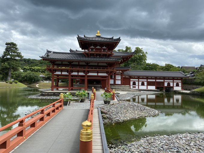 掛け軸【平等院鳳凰堂】苑渓 983 京都 共箱 純正品特価 美術品