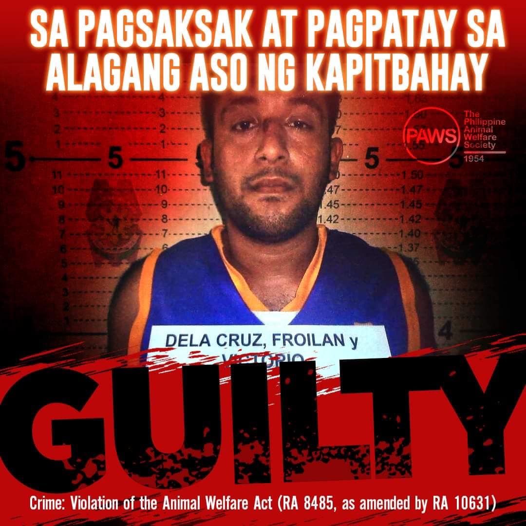 DOG KILLER IN DASMA, CAVITE FINED P120,000 AND SENTENCED TO IMPRISONMENT. 
<a href="/PAWS/">Paws</a> 📷