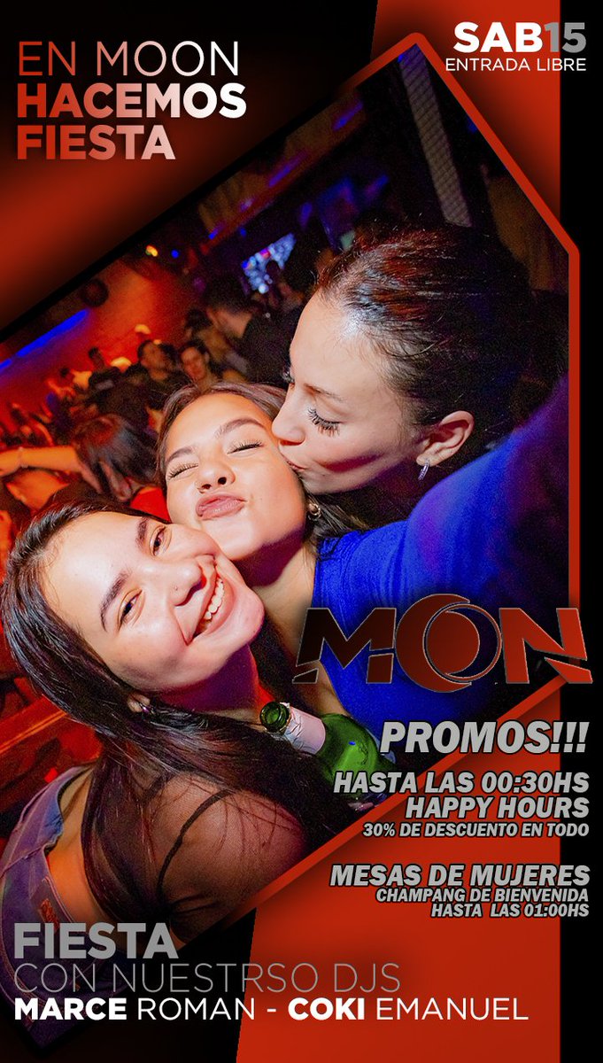 MOONDISCO1's tweet photo. Sábado en MOON 🍹🎉
HACEMOS FIESTA 🎉

Entrada Libre👌

💥 SORTEO 😏

👉 1 Vale de $10 MIL 🥳
👉 2 VALES DE $5000 💰
👉 2 CJENIN DULCES
👉 2 COMBOS SKYY 🍹
👉 1 BALDE CORONA 🍺 
👉 2 RENA DU+REDBULL 🫶

Dale...
🔁Rt
❤Fav
✅ @ a dos amgxs https://t.co/ZHyKQrC7Nv