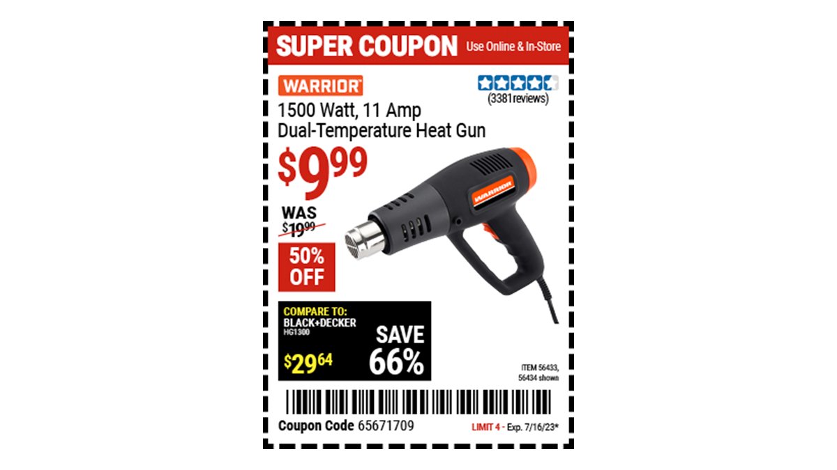Harbor Freight on Twitter "Buy the WARRIOR 1500 Watt Dual Temperature