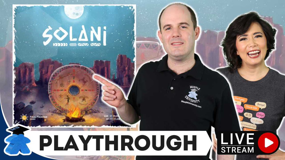 Stella @MeepleUniversity & #LifeBeyondBoardGames (@meepleu) on Twitter photo In about 1 hour, join us for playthrough of #Solani . Join us for playthrough, chat and giveaway - a fun tile laying puzzle game!
Join here- youtube.com/live/EhftMo8JB…
<a href="/FinalFrontierG/">Final Frontier Games</a> In about 1 hour, join us for playthrough of #Solani . Join us for playthrough, chat and giveaway - a fun tile laying puzzle game!
Join here- youtube.com/live/EhftMo8JB…
<a href="/FinalFrontierG/">Final Frontier Games</a>