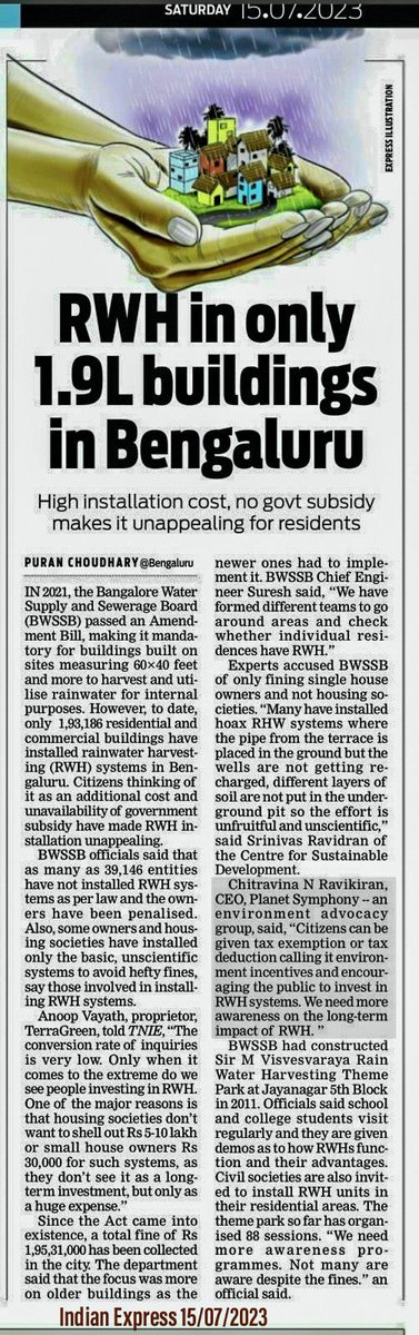 Even today most people are not being environmentally smart about their choices. Here’s an example where every excuse is made to not take steps for Rainwater Harvesting which is actually for their own wellbeing! Likewise Roof Greening is directly going to benefit them.