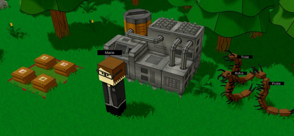 _ZeroTris_'s tweet photo. While a lot of the feeding mechanics for pets &amp; animals is already implemented - I have also started to design a new machine to craft animal feed in the modern age ⚙️😋 (these centipedes are pretty curious😆)

#indiegame #gamedev #indiegamedev #indiedev https://t.co/CqUVL87ORN