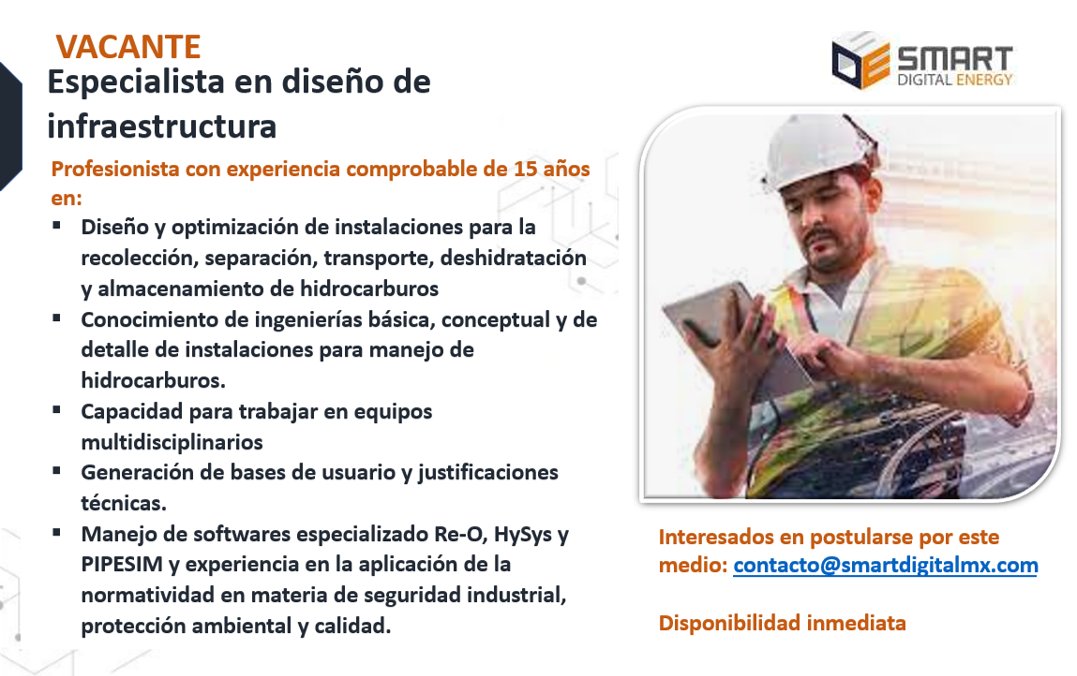 smartdigitalmx's tweet image. VACANTE: ESPECIALISTA EN DISEÑO DE INFRAESTRUCTURA