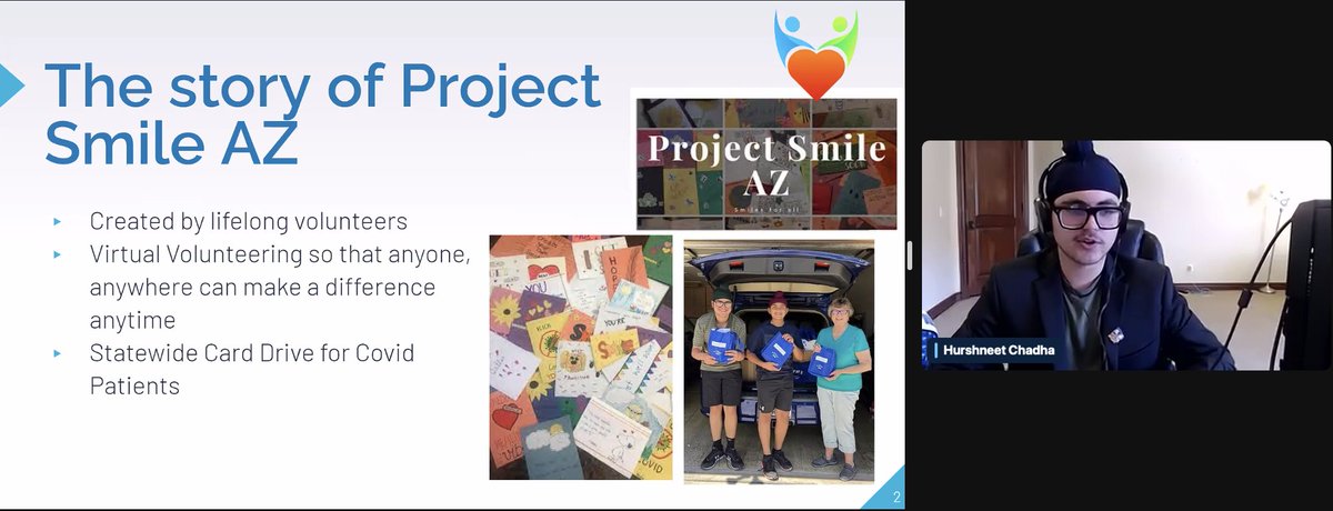 MediaLiteracyEd's tweet photo. Check out Project Smile AZ (@projectsmileaz), virtual volunteering made possible by Hurshneet Chadha — one of @icanhelp's #Digital4Good winners this past year, and a panelist during the #NAMLE23 Youth Rising Keynote. https://t.co/BG7tISGlj9