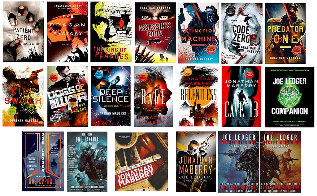 Here's the whole Joe Ledger series (so far, 'cause there's more coming). 13 novels. One nonfiction companion book, two anthologies and four short story collections. #joeledger #thriller #novelseries