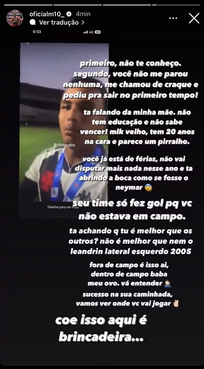 futtmais's tweet photo. Matheus Gonçalves, do Flamengo, responde provocação de Matheus Julião, do Vasco. https://t.co/ejbhW7sSCj