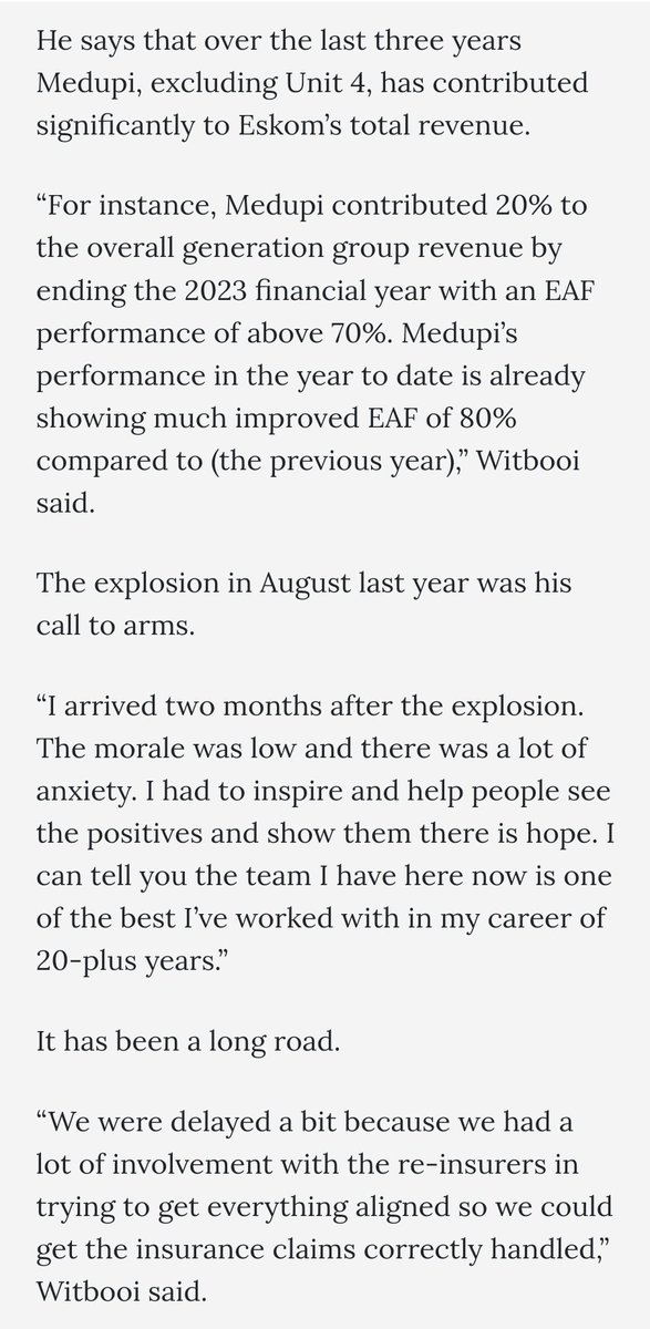 koko_matshela's tweet photo. I am very proud of the performance that I see at Medupi Power Station. I have always said that those who condemn the work we did at Medupi and Kusile are driven by malice. It is such a heartwarming story to witness such a world-class performance at Medupi power station. Salute Team Medupi. Next year this time, it will be Kusile.