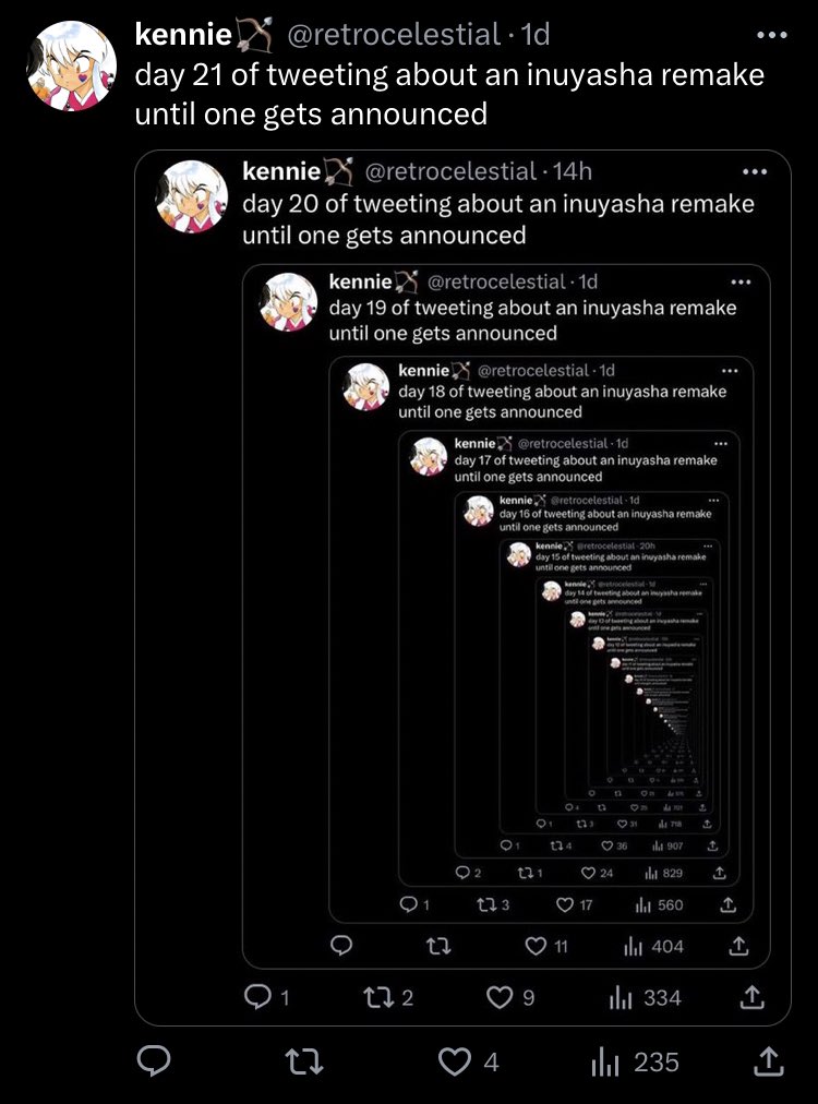 day 22 of tweeting about an inuyasha remake until one gets announced <a href="/ufotable/">ufotable</a> hey