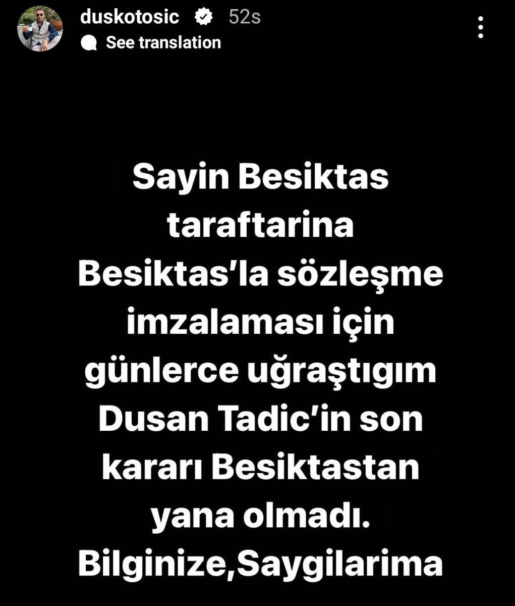 DeportesReports's tweet photo. SON DAKİKA - Dusko Tosic’in paylaşımı. https://t.co/iQayLzCuWy