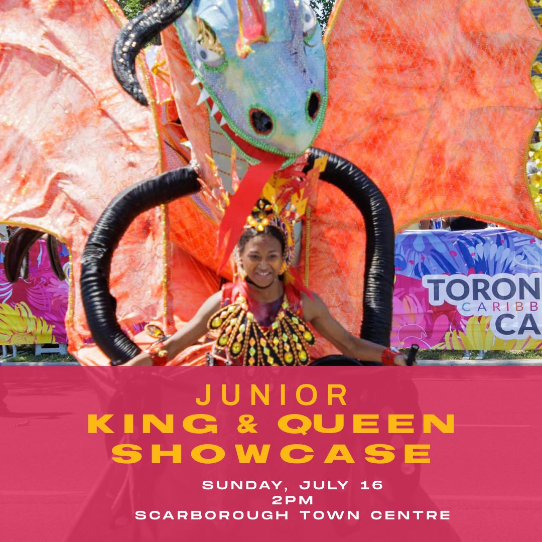 Tomorrow, Sunday, July 16th, our junior King &amp; Queens are taking over Scarborough Town Center in a competition fit for royalty! 

For a premium experience, purchase your tickets at TorontoCarnival.ca
👑 🪩 🦚 🎶